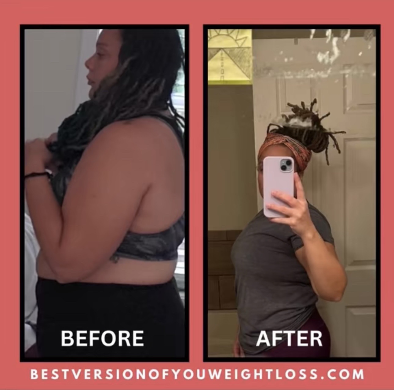 Side profile before and after weight loss transformation