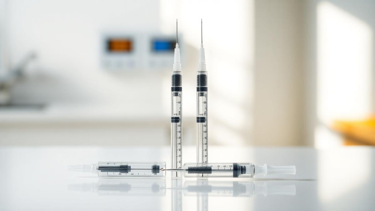 Two injectable weight loss medication pens on a clean clinical counter