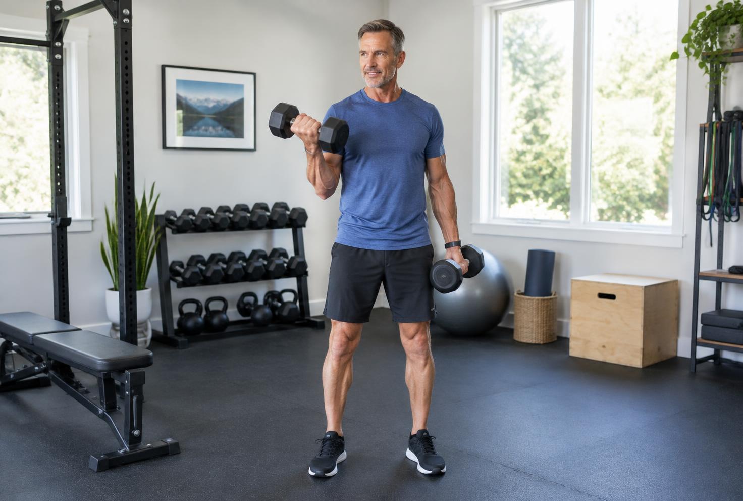 Man preparing for strength training, illustrating TRT and weight management care in Stroudsburg PA and Monroe County
